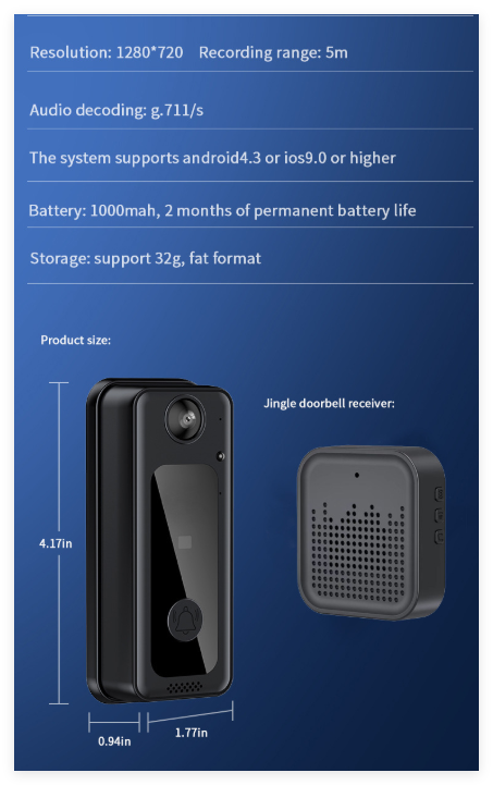 Timbre Inteligente Inalámbrico WiFi para el Hogar